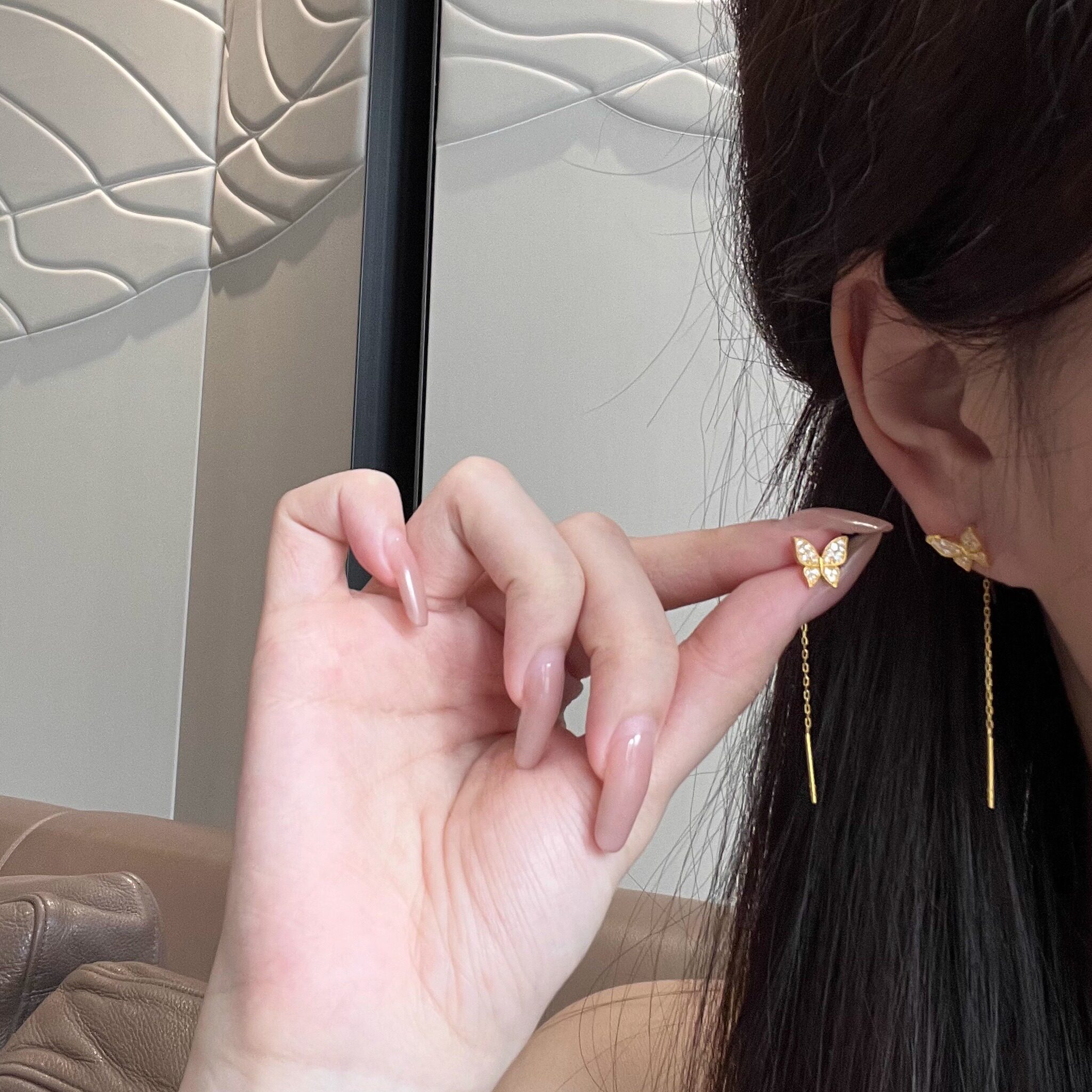 深圳黄金耳线足金999蝴蝶款蝶恋耳线日常百搭带证书支持复检
