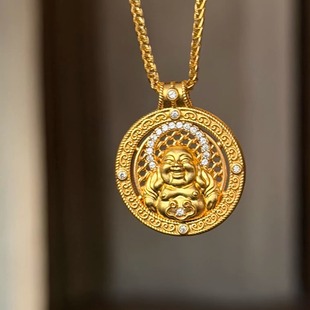 黄金小克重5D硬金弥勒佛镂空吊坠吊牌日常百搭足金999支持复检