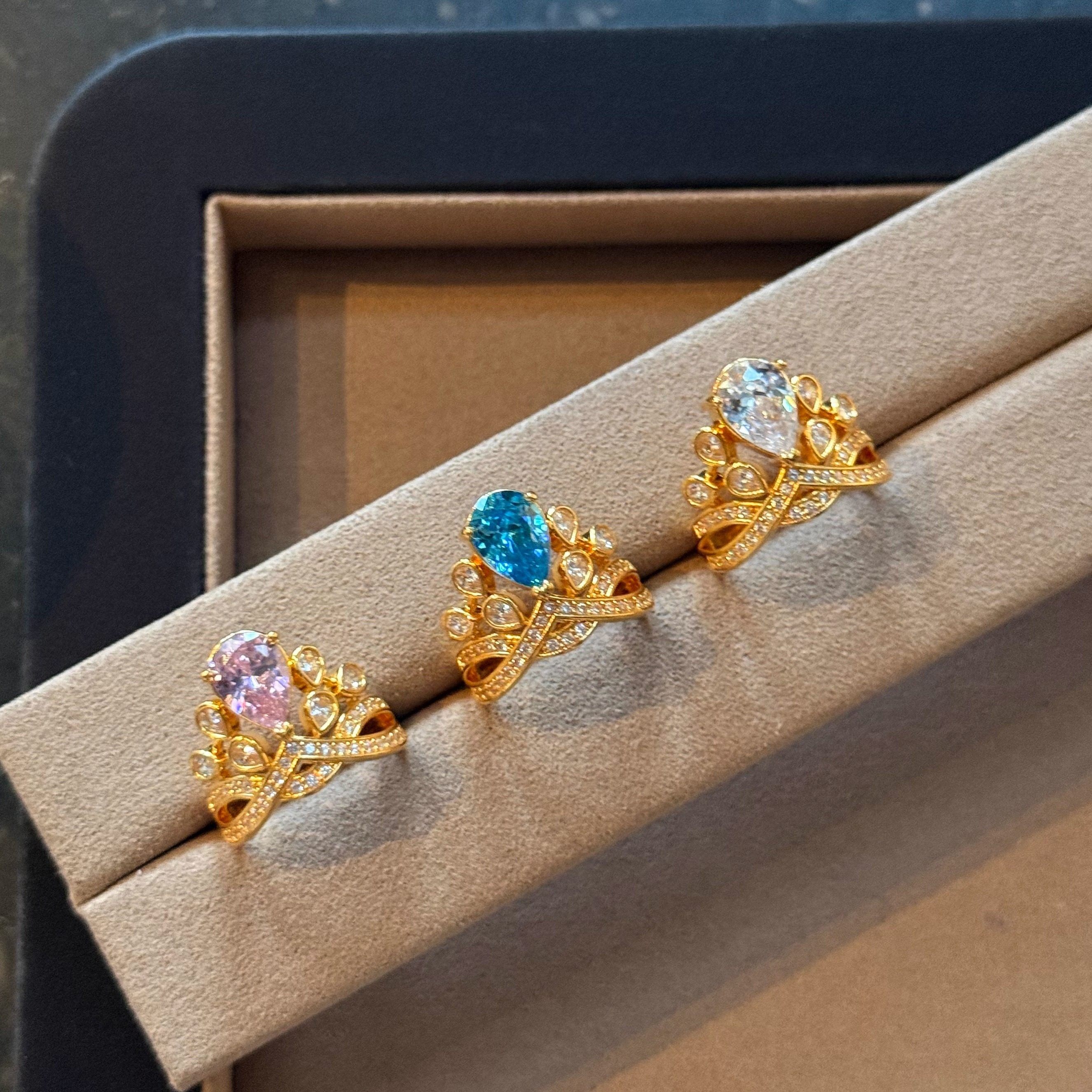 黄金皇冠高级感5D戒指水滴三色可选欧美公主贵族风时尚款支持复检,黄金,计价黄金戒指,淘宝优惠券,粉丝福利购,淘宝优惠卷