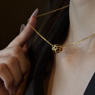黄金吊坠女士时尚豹纹妖艳路路通单吊坠足金999支持复检国检证书