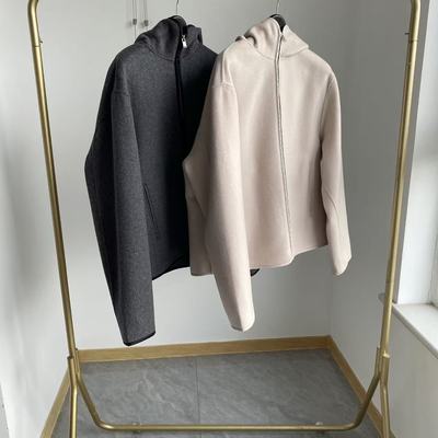 秋冬季韩版精致简约大气保暖休闲日常百搭连帽毛呢外套