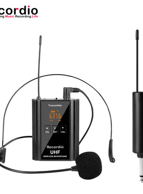 9Recordio GAW-107无线U段领夹/头戴式麦克风 1拖1/2户外直播