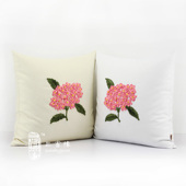 粉绣球手工丝带绣抱枕靠垫居家靠包沙发大靠背套午睡枕送枕芯 包邮