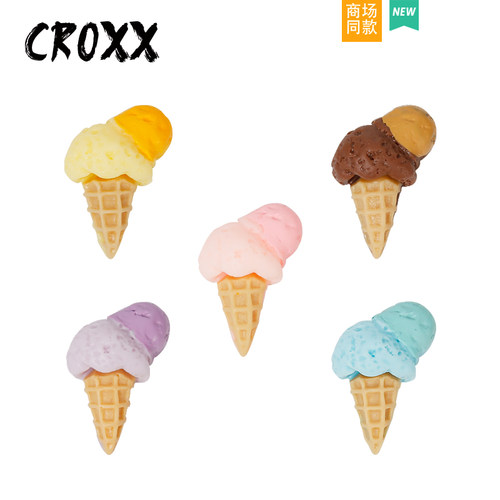 CROXX 仿真食玩冰淇淋洞洞鞋配饰装饰扣可爱鞋花鞋扣适配Cross