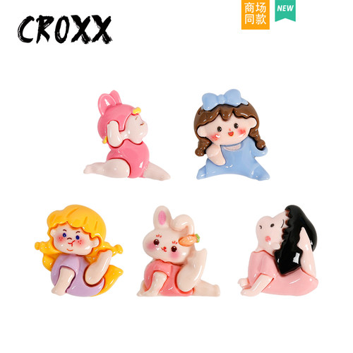 CROXX 可爱瑜伽女孩洞洞鞋配饰装饰卡扣鞋扣鞋花diy适配Crocs