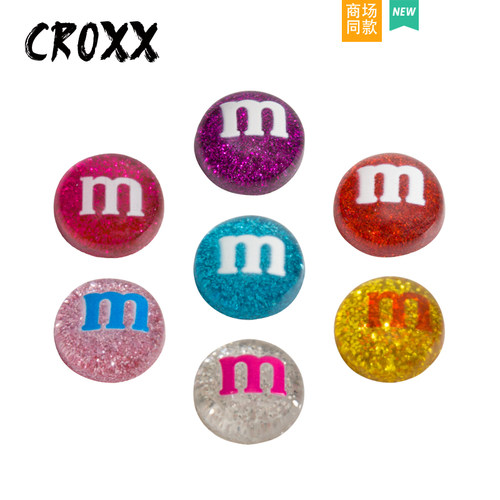 CROXX 炫彩闪粉M豆洞洞鞋装饰扣鞋花配饰diy配件适配Cross/Crocs