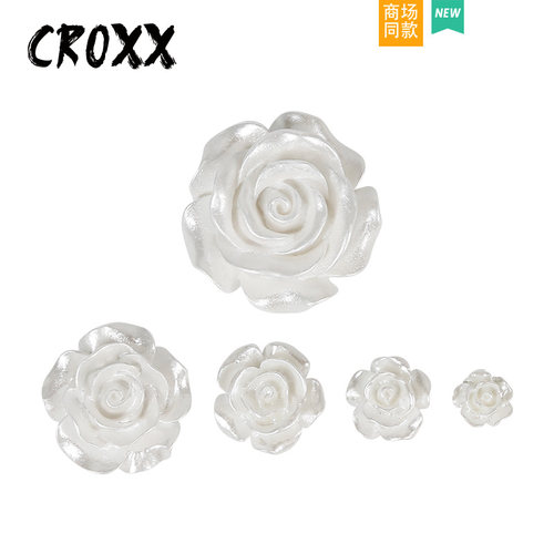 CROXX 洞洞鞋配饰珠光玫瑰花鞋花装饰扣diy配件装饰卡扣适配Crocs