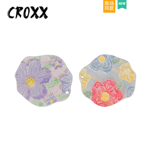 配饰浮雕手绘油画风crocs鞋 花配饰装 洞洞鞋 CROXX 饰扣diy配件饰品