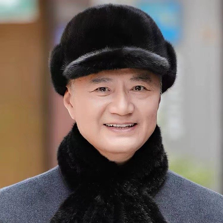 水貂毛防寒保暖骑士护耳帽中老年秋冬季男帽