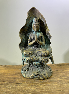 老物件 晚清民国 纯铜佛像摆件 置物