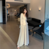 长裤 Tongse 女 大阔腿山本裤 夏季 飘飘裤 轻薄垂顺感两色神仙裙裤