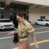 英伦老钱风短款 Tongse 曼城旧事 风衣外套翻领双排扣夹克上衣女