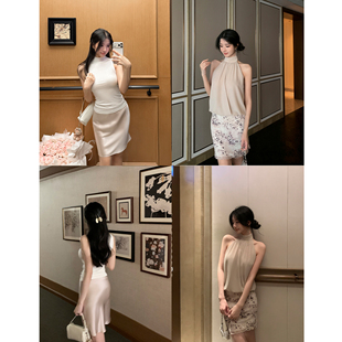 Tongse | 娇俏mm 斜裁醋酸缎面半身裙女温柔风短裙修身包臀裙夏季
