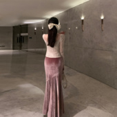 Tongse 情话裙 丝绒高弹光泽感半身裙女松紧腰鱼尾裙百搭长裙