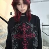 湿体WETBODY 原创小众暗黑宽松套头毛衣哥特朋克性秋冬街头上衣女