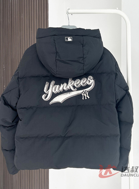 25新款MLB情侣羽绒服男女NY字母印花连帽运动棉羽外套3ADJV0356