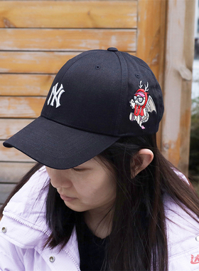 24新款MLB情侣棒球帽男女NY龙年字母刺绣遮阳防晒鸭舌帽3ACPDR14N
