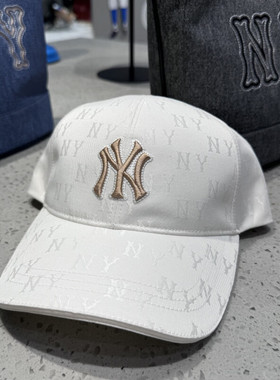 26新款MLB情侣棒球帽男女NY复古暗纹老花运动休闲鸭舌帽3ACPM105N