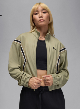 Jordan25新款Nike耐克女子外套条纹蝙蝠袖立领针织运动夹克HQ9216