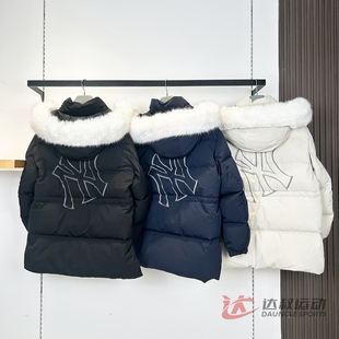 25新款MLB儿童羽绒服NY大标毛领连帽鹅绒运动棉羽外套7ADJB1456