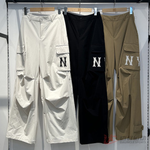 MLB运动裤 直筒长裤 女款 NY大标宽松休闲阔腿裤 3FWPB0151 工装 25新款