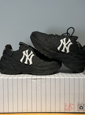 25新款MLB情侣老爹鞋男女NY仿牛仔厚底增高运动休闲鞋3ASHA025N