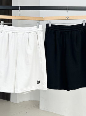 25新款MLB情侣短裤男女NY小标针织五分裤纯色休闲运动裤3ASPB1253