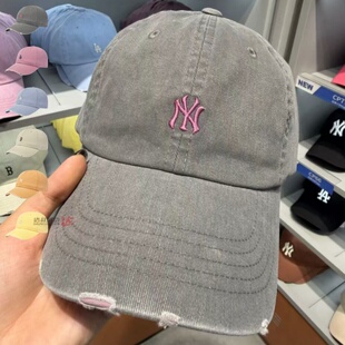 26新款MLB情侣棒球帽男女NY刺绣小标复古做旧休闲鸭舌帽3ACPB096N