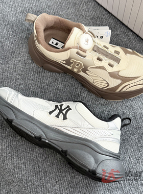 25新款MLB老爹鞋男女童NY复古旋钮厚底大童运动休闲鞋7ARNJB34N