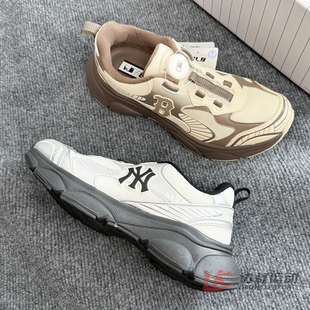 25新款MLB老爹鞋男女童NY复古旋钮厚底大童运动休闲鞋7ARNJB34N