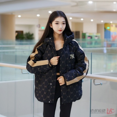 MLB男女复古老花拼接连帽羽绒服