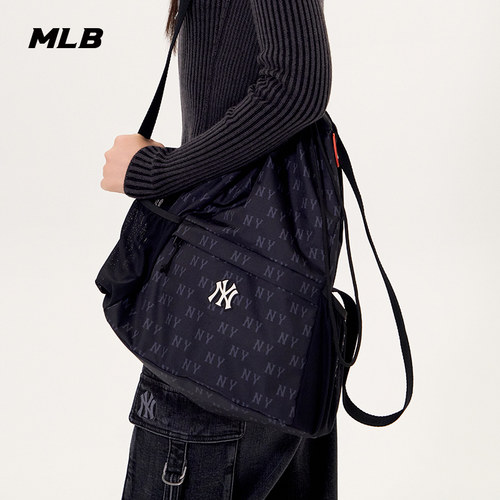 MLB情侣NY老花满印抽绳双肩包