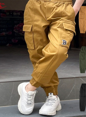 MLB美职棒工装裤女NY休闲运动裤口袋束脚裤梭织收脚长裤3FWPB0324