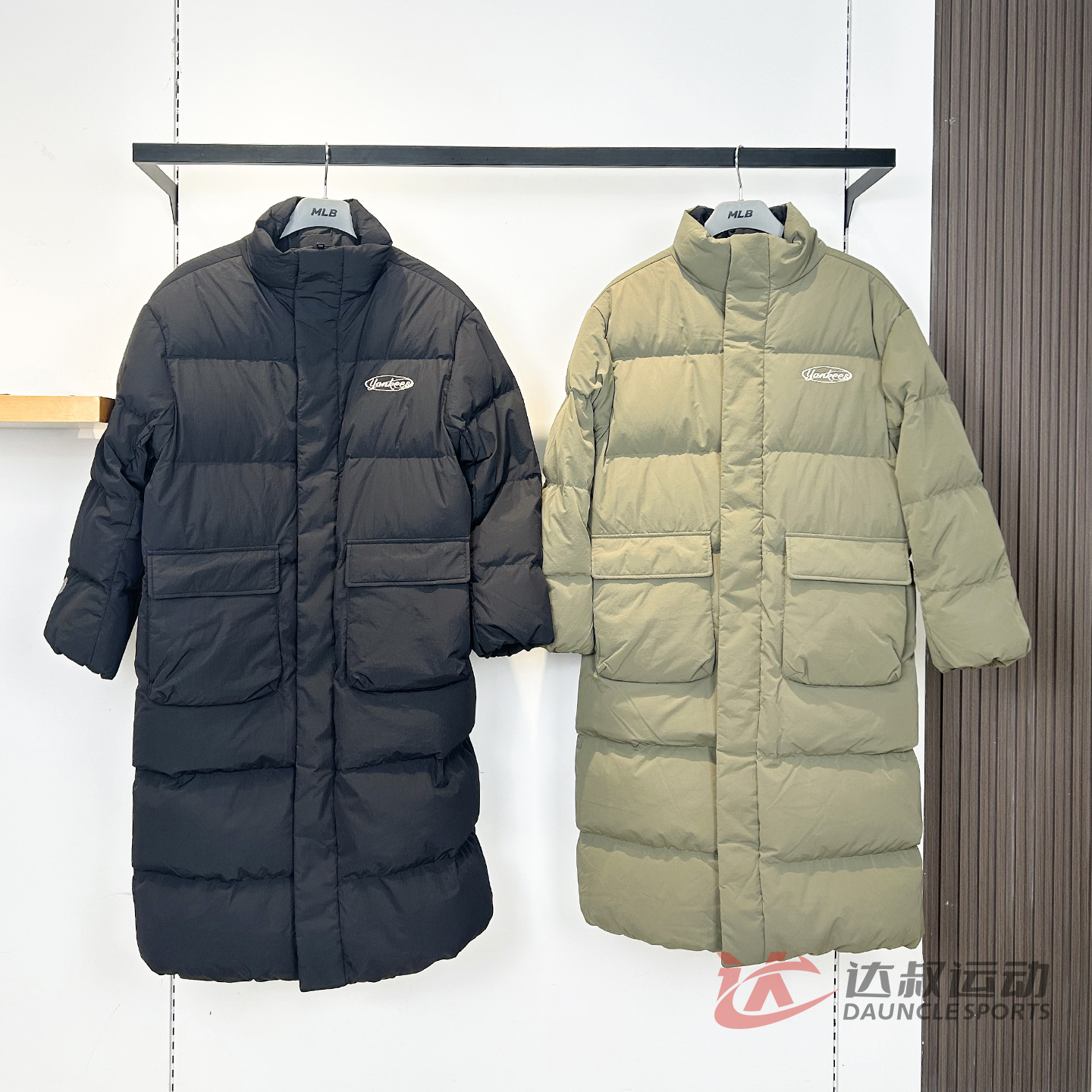 MLB男女羽绒服防泼水长款立领