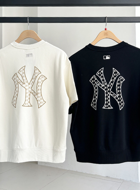 25新款MLB情侣短袖男女NY大标复古老花卫衣式运动T恤3ARSM0253