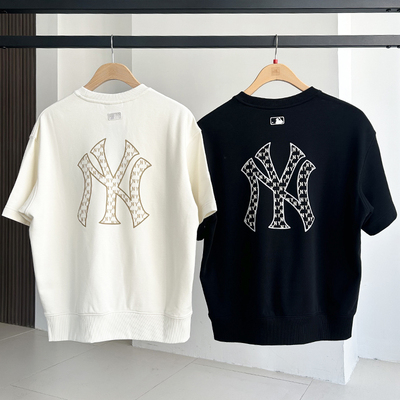 MLB情侣短袖男女复古老花运动T恤