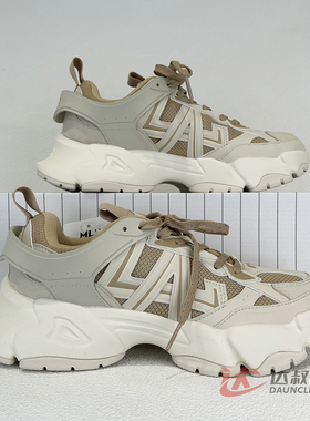 25新款MLB情侣老爹鞋男女NY复古网面透气跑步运动休闲鞋3ARNP015N