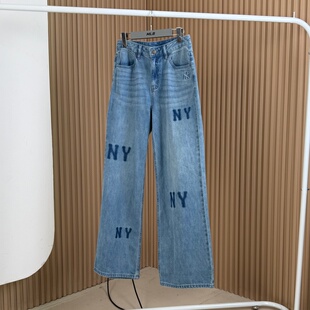 运动休闲直筒长裤 女子NY复古宽松阔腿裤 3FDPG0261 MLB牛仔裤 26新款