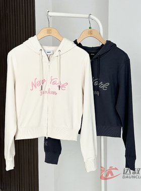 25新款MLB女款外套NY字母刺绣短款连帽开衫卫衣运动夹克3FTRB0854