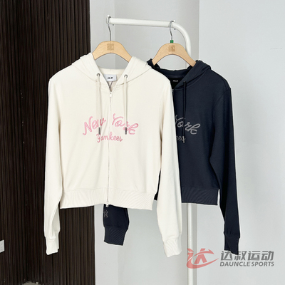 MLB女款字母刺绣短款连帽外套