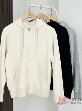 25新款MLB情侣外套男女NY小标纯色连帽开衫卫衣运动夹克3ATRB0154