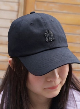 24新款MLB情侣棒球帽男女NY刺绣小标软顶休闲帽鸭舌帽3ACPB074N