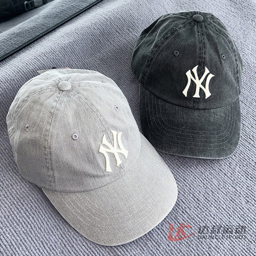 MLB男女NY刺绣牛仔水洗棒球帽