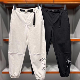 3AWPB0444 男女NY镂空大标梭织束脚休闲运动裤 24新款 MLB情侣长裤