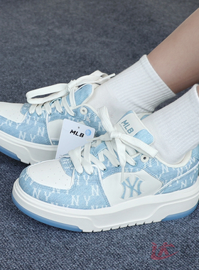 25新款MLB情侣学长鞋男女NY复古老花厚底增高运动休闲鞋3ASXS015N
