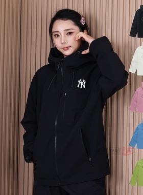 26新款MLB情侣冲锋衣外套男女NY大标三防连帽运动夹克3AWJB0361