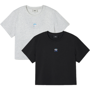 NY炫彩字母小标圆领短款 女款 休闲运动T恤3FTSBA343 MLB短袖 24新款