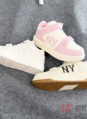 25新款MLB学长鞋男女童NY老花印刻魔术贴大童运动休闲鞋7ASXJM45N