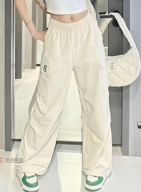 24新款MLB女款工装裤NY小标口袋宽松阔腿裤休闲运动长裤3FWPB0746