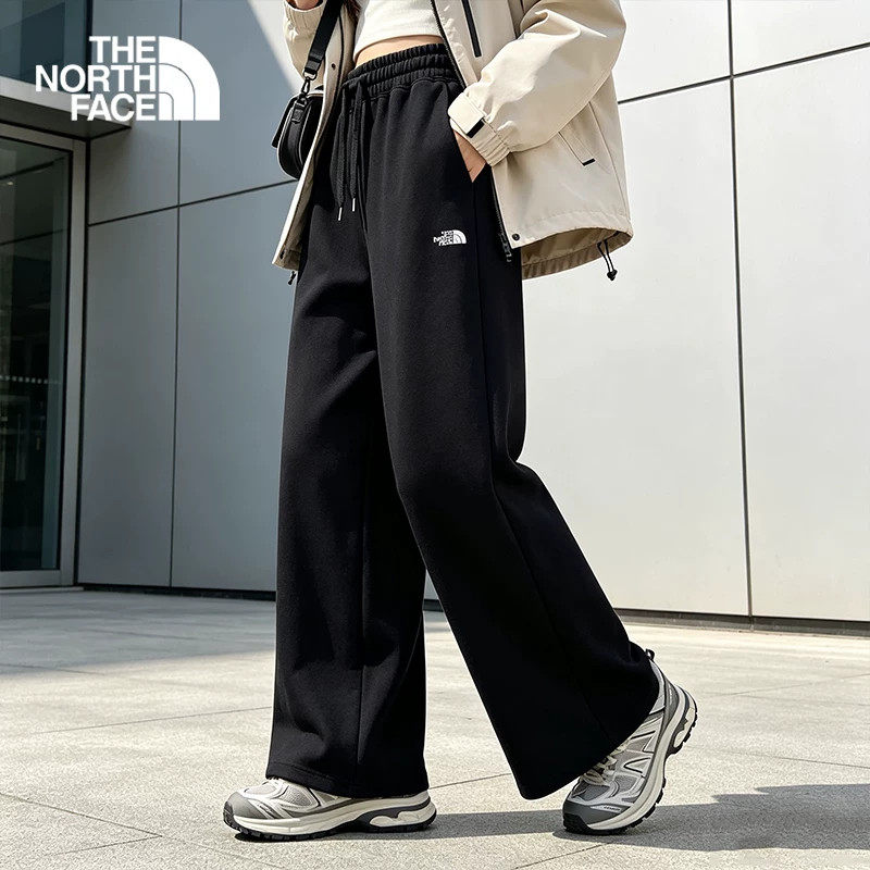 北面女针织宽松阔腿运动长裤